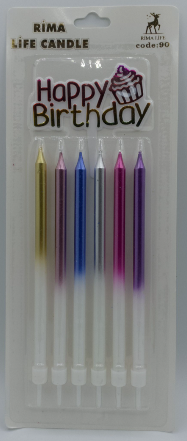 Karışık Doğum Günü Mumu 6 Lı Kod: 90